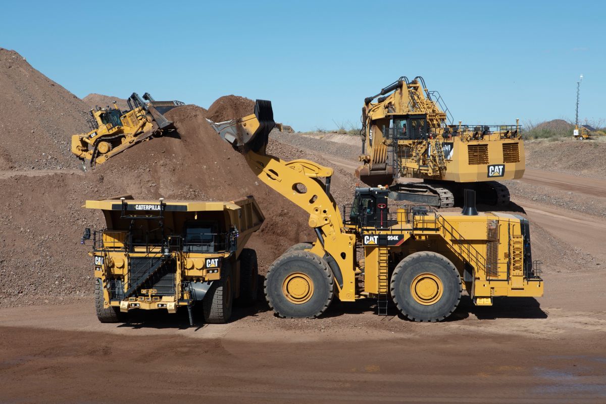 a group of yellow construction vehicles